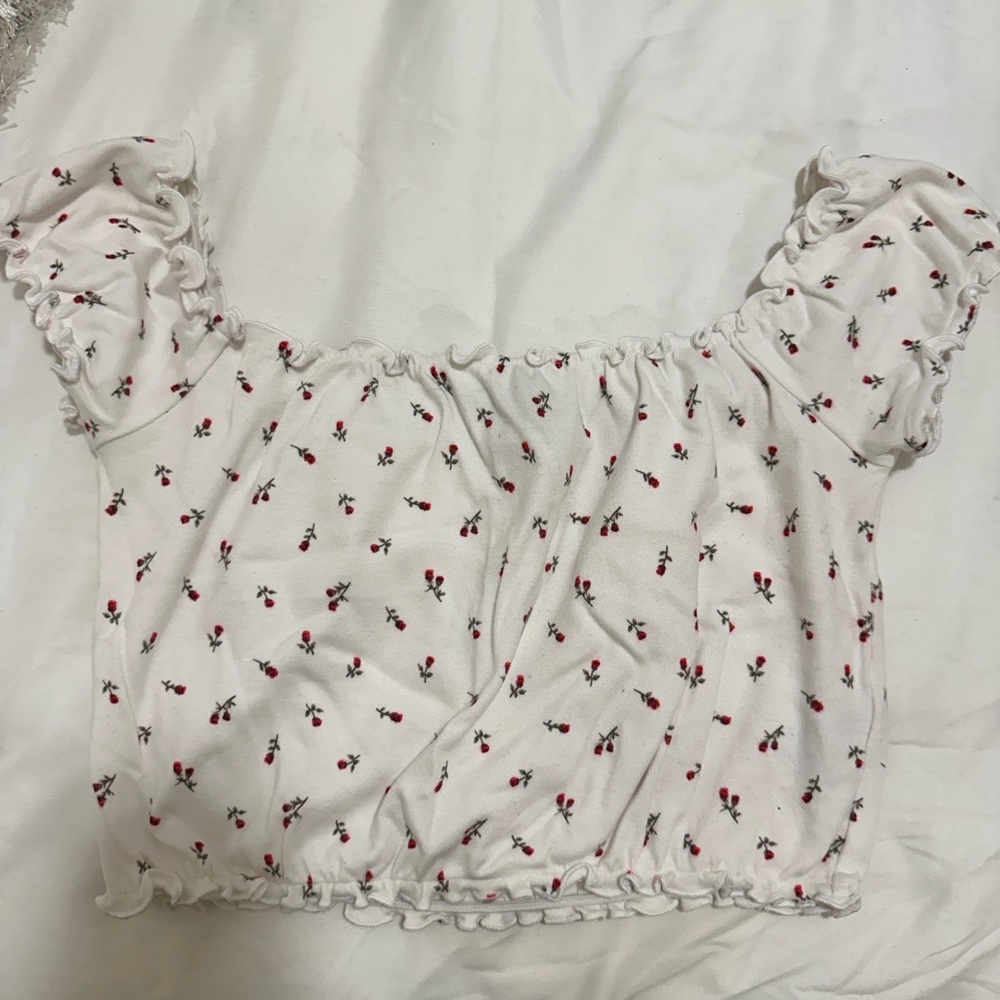 Off the shoulder cherry crop top